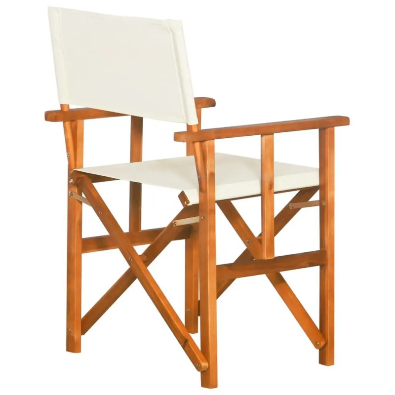 Solid Acacia Wood Director Chair in Brown and Cream 100%