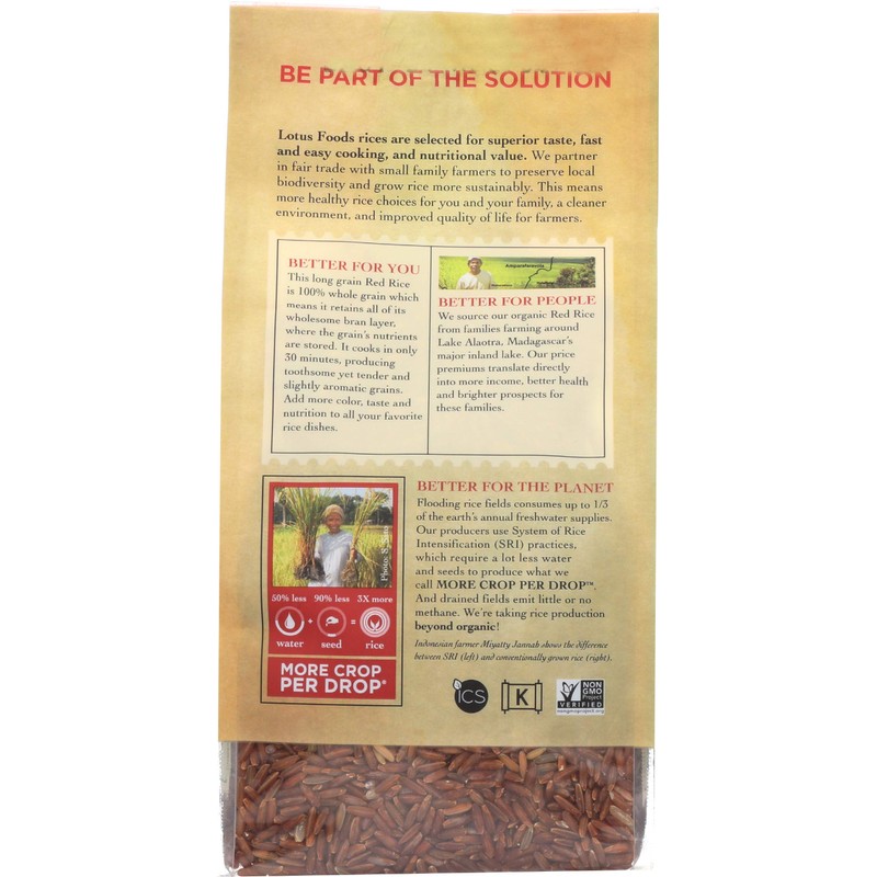Lotus Foods, Heirloom Bhutan Red Rice, Gluten Free, 15 Oz