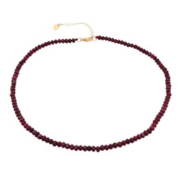 TreasureBay Handmade Womens Girls Beaded Necklace Choker - 4mm Beads Natural Gemstones Healing Crystal Jewellery Necklace (Wine)