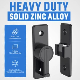 90 Degree Flip Barn Door Lock, Heavy Duty Sliding Gate Latches Locks for Garden, Bathroom, Garage, Sliding Doors (1 Pack Matte Black)