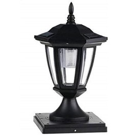 4 pcs 5X5 Base Black Color Solar Post Cap Light Hexagon with Six Super Bright SMD LED Bulbs