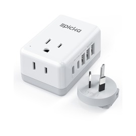 Australia New Zealand Power Plug Adapter, Type I Plug Adapter with 2 US Outlets, 3 USB-A & 2 USB-C Ports, Swappable International Power Adapter for US to Australia China Argentina Fiji AU (X232I)