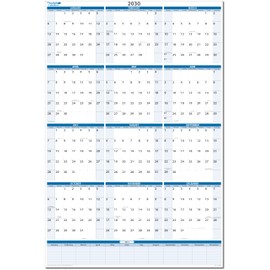 2030 Sky Blue Wet & Dry-Erasable Vertical Wall Calendar 36h x24w with next year planner srea - Complete with marker and eraser