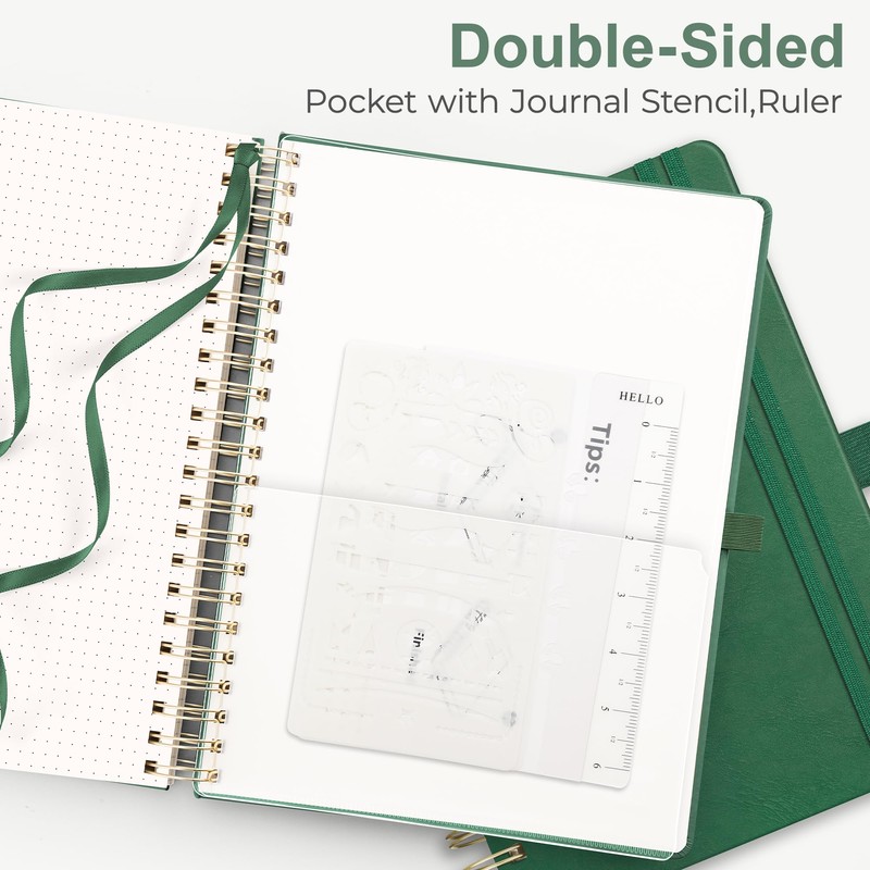 RETTACY Bullet Dotted Journal-A4 Notebook Hardcover Leather Thick Journal,Dot Grid