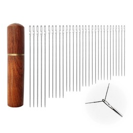 SANJAOYEE Hand Sewing Needles, Embroidery Needles, 30 Pieces, Embroidery Needles, Triangular Needles, Leather Tools, Leather Needles, Sewing Needles, Leather Needles, Leather Needles, Handicrafts, Needles with Large Holes, Thick Sewing, Leather Craft Too