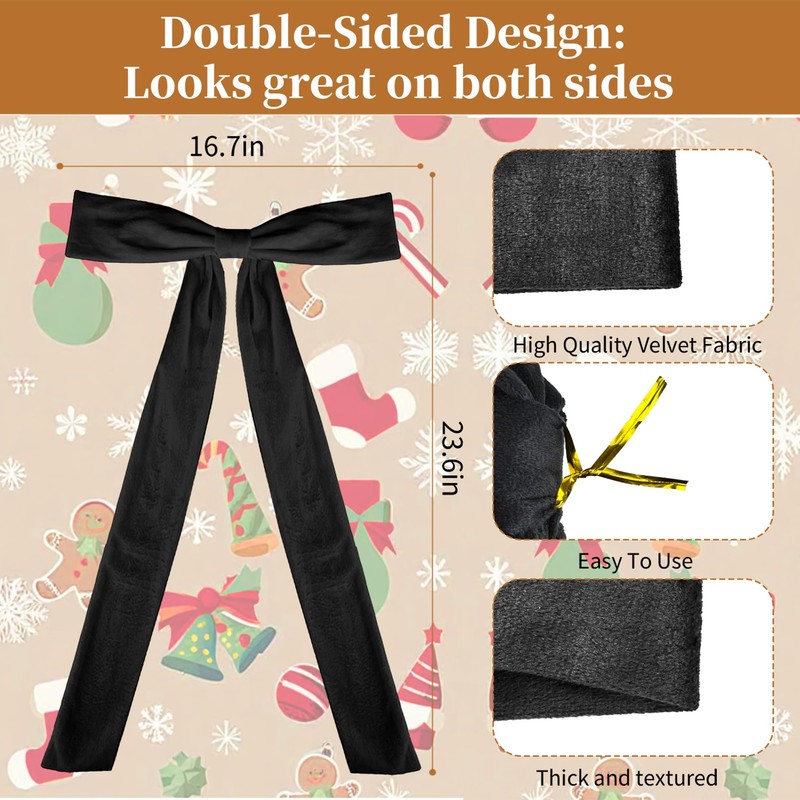 2 Pack Large Double-Sided Velvet Bows 17 x 23.6 Inch