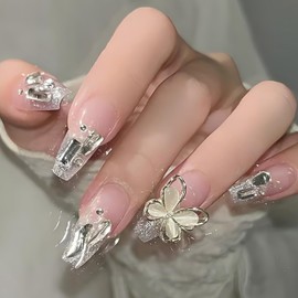 YINKE Nail Tips, Cute, Nail Parts, Nail Supplies, Popular Japanese Style, Spring & Summer, Pink, Long, Simple, Stylish, Shiny, Fashionable, Accessories, Coming of Age Ceremonies, School Entrance