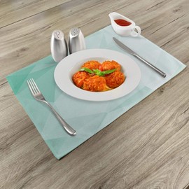 Lunarable Mint Place Mats Set of 4, Polygonal Geometric Style Psychedelic Abstract Shady Digital Graphic Design, Washable Fabric Placemats for Dining Table, Standard Size, Turquoise Seafoam