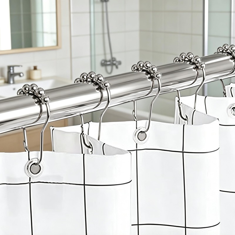 24 Pcs Shower Curtain Hooks, Stainless Steel Shower Curtains Rings