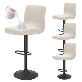 Bifaunvogel Bar Stool Cover with Backs Waterproof Counter Height Stool Covers Washable Square Swivel Kitchen Barstool Chair Seat Slipcovers Mid Low Back Bar Chair Cover Protector 4 Pack Beige-Yellow
