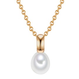 Valero Pearls Women's Necklace Sterling Silver 925 Yellow Gold-Plated Freshwater Cultured Pearls - Necklace Women Yellow Gold Colours Freshwater Pearl, Silver, Pearl