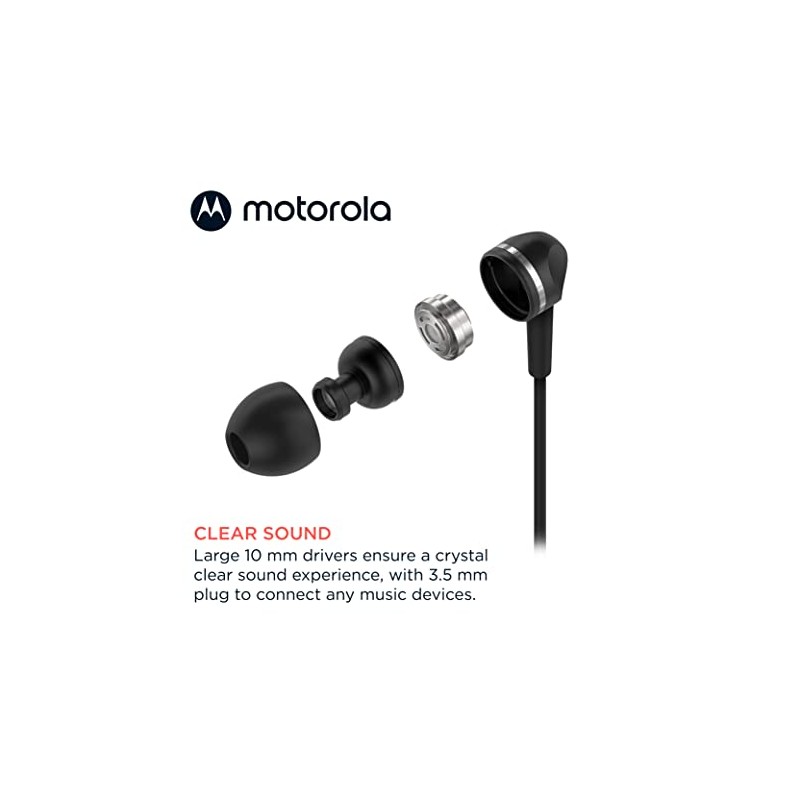 Motorola Sound- Earbuds 105 Audífonos Cableados con Micrófono Manos Libres,