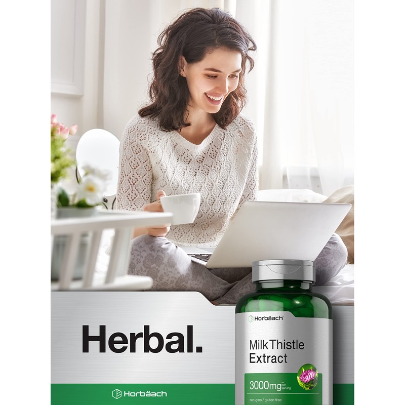 Horbäach Milk Thistle Supplement | 3000mg | 300 Capsules |