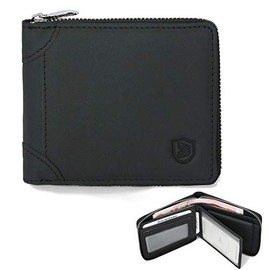Lumbor37 Bolso Corto Con Cremallera Para Hombre, Cartera De Cuero, Monedero Multifuncional, Cartera Multitarjeta De Gran Capacidad, Cepillo Antirrobo RFID