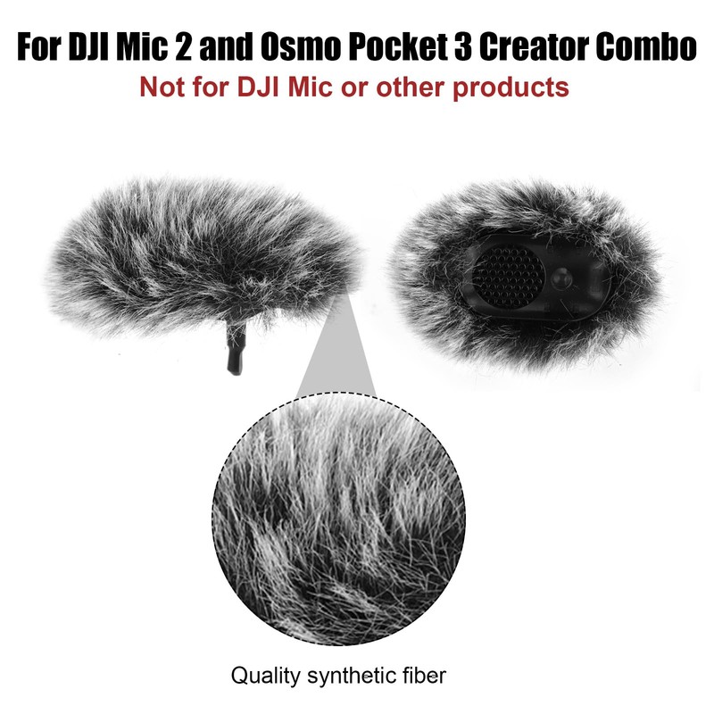 2 Pack Mic Windscreen for DJI MIC 2, Furry Wind