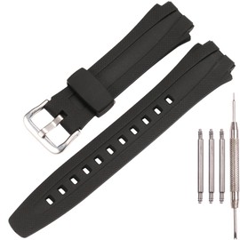Resin Replacement Watch Strap Compatible with Casio AQ-163W AQ-160 AQ-161 Plastic Strap Men's Watchband Strap Bracelet (Silver metal buckle)