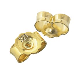 NKlaus 2093 1 Pair 925 Silver 5 mm Yellow Gold Plated Stud Earrings Stud Earrings Pousette Ear Nut Butterfly Clasp Hole 0.8 mm