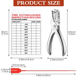 Chunful 101 Pieces Monthly Fire Extinguisher Inspection Tags 2026 to 2029 Plastic Maintenance Record Tags 5 x 3.25 Inch with Hole Puncher Adjustable Wire Ties Tamper Seals Numbered Security(White)