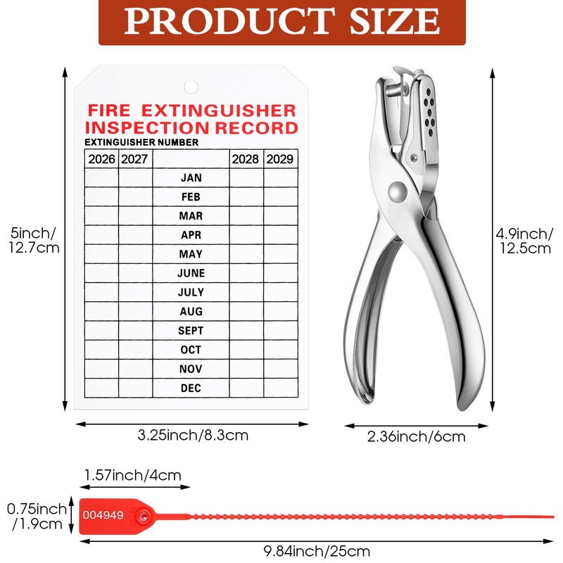 Chunful 101 Pieces Monthly Fire Extinguisher Inspection Tags 2026 to