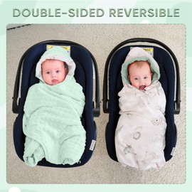 LAT Baby Swaddling Blanket Baby Seat - Blanket Pram 90 x 90 cm 100% Cotton Universal Baby Blanket Double-Sided for Buggy Car Seat (All Season, Animals)