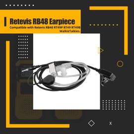 Retevis RB48 Walkie-Talkie Earpiece with Mic 1 Pin 2.5mm, Transparent Acoustic Tube, Compatible RB48 RT49 RT49B RT49P Two Way Radio, Walkie Talkie Headset(2 Pack)