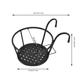 QANYEGN 2 Iron Hanging Baskets, Railing Plant Holder, Metal Fence Planter for Patio, Balcony, Porch, Patio Decoration