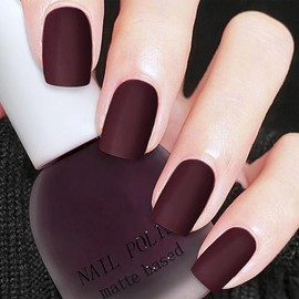 Dark Cherry Red Matte Nail Polish, Black Wine Red Quick Dry Nail Lacquer for Nail Art Varnish, Mist Effect Matte Finish Velvet Air Dry Nail Polish-10ml