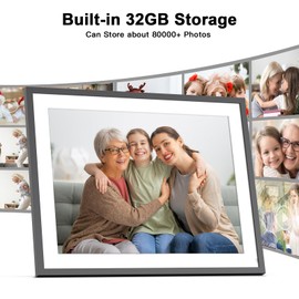 Large 32GB Digital Photo Frame - Dual-WiFi Smart Digital Photo Frame IPS Touch Display, 17-inch Electronic Digital Photo Frame, Auto-Rotate, Easy to Share Photo Video via App Email, Mom