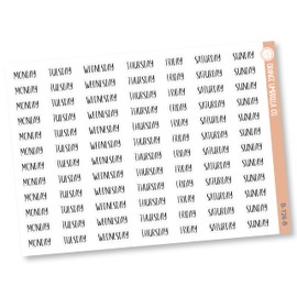 Day of the Week Header Script Planner Stickers and Labels | F13 | B-726 (Black)