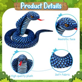 Zhanmai 2 Pcs Green Blue Snake Stuffed Animal, 43 Inch Long Lifelike Cobra Stuffed Plush Toy Snake Plushie Gifts for Kids Children Birthday Home Prank Prop Party Decor