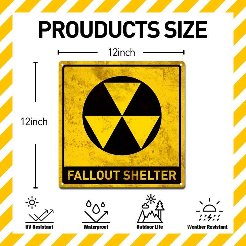 BTHUKO Funny Warning Nuclear Radiation Fallout Shelter Home Work Office