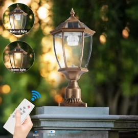 Vintage Gold Solar Column Light Dimmable LED Pillar Lamp with E27 Base Glass Body 1-Pack Unavailable on Temu FCJ PlatformsColor: Golden