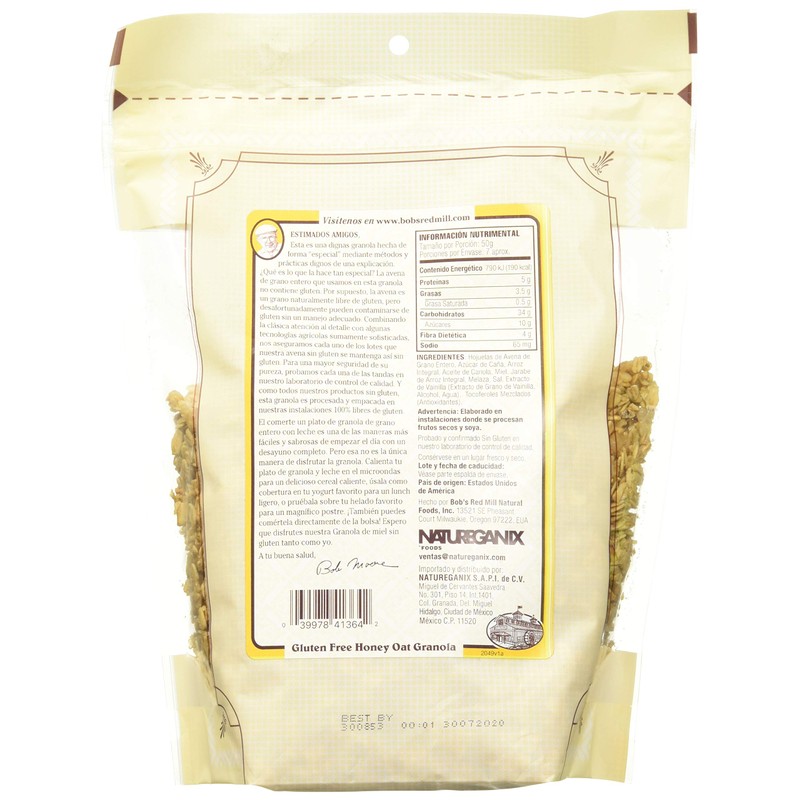 Bob´S Red Mill, Granola Sin Gluten Miel Avena, 340 Gramos