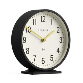 NEWGATE Clocks® Q mantel clock | Modern round design | Black | Contemporary style for desk, table, shelf or bedside