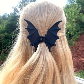 Pinza para el pelo con diseño de murciélago para mujer, pinzas de metal esmerilado medio, accesorios para el cabello de Halloween