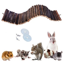 Kauspielzeug aus Natürlichem, Natural Living Brücke, Hängebrücke aus Holz, Pet Ladder Bridge, Kletterleiter für Hamster, mit 2 Flügelschrauben und 2 Unterlegscheiben, Hamsterkauen Kletterspielzeug