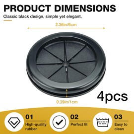 4pcs Rubber Grommets for Wiring, Double Sided Hole Plugs Ring Gasket 2 inch Grommet 1-11/16" ID Hole for Firewall Cable Wire Protecting, Black (4PCS)