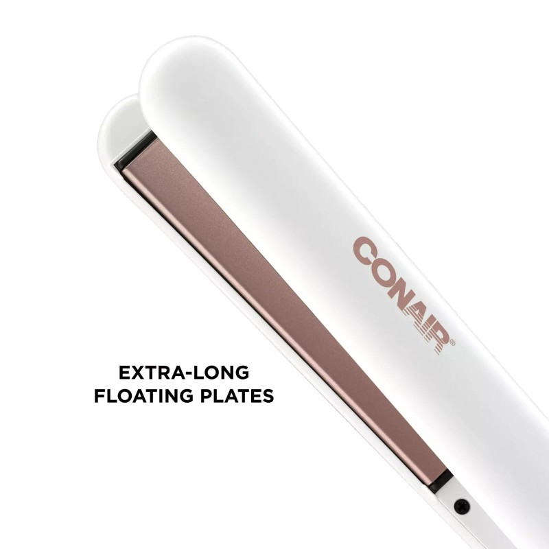 Conair Double Ceramic Flat Iron, 1 Inch Flat Iron, White