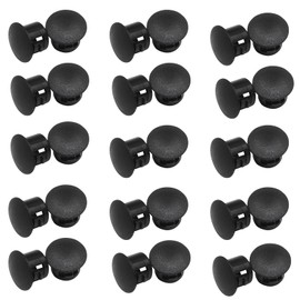 Waziaqoc 30Pcs Black Hole Plugs, 6mm (1/4 Inch) Plastic Flush Type Panel Plugs Screw Cap Fastener Cover for Kitchen Cabinet Furniture