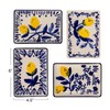 Creative Co-Op Stoneware Plate with 4 Lemon Design Styles, Blue