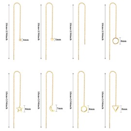 LOLIAS 8Pairs Stainless Steel Threader Earrings for Women Lightweight Drop Dangle Chain Earrings Minimalist Chain Tassel Earrings Set