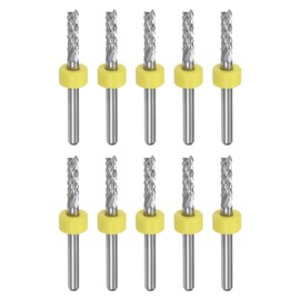 sourcing map 10pcs End Mill Bits 3mm Solid Carbide CNC Router Bits Engraving Cutter Tools for PCB Circuit Board Milling Machine Wood Carving, 1/8" Straight Shank