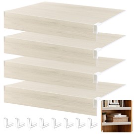 Wire Rack Covers for Pantry Shelf Covers for Wire Shelving Liners Removable 4 Pack with Holders for Closet Pantry Kitchen Bathroom Office Store, 24 x 12 Inch, Beige Oak Color