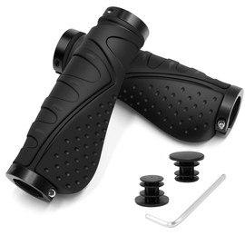REETEE Bicycle Handlebar Grips Aluminium Screw Double Lock Bike Grips, Ergonomic Non-Slip Rubber Mountain Bike Handlebar Grips 22.2 mm Universal MTB Grips for Scooters/BMX/Road Mountain (black)