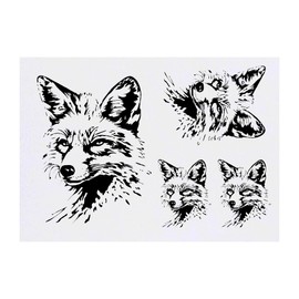 4 x 'Fox Portrait' Temporary Tattoos - Water Resistant, Skin-Safe, Non-Toxic Transfers, Mixed Sizes (TO00082774)