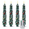 GQIRIL Christmas Tree Flameless Taper Candle - 4PCS Xmas Waxy