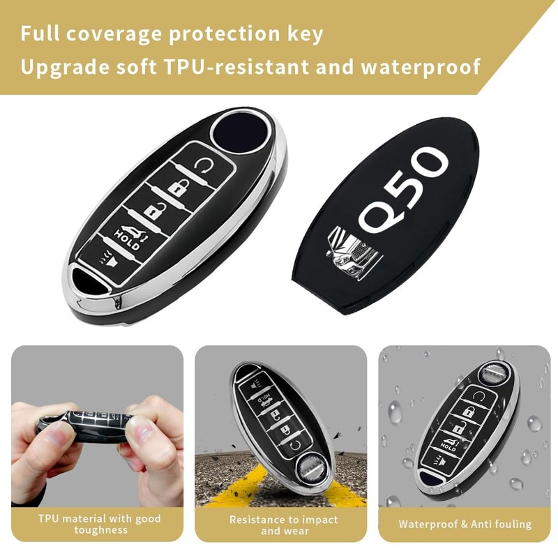 Unique Logo Key Fob Cover Case Compatible for Infiniti Q50