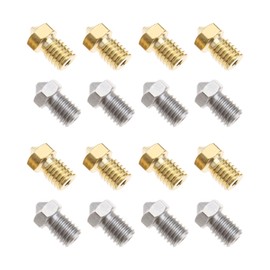 EMSea 16-Piece 3D Printer Nozzle Set, Size 0.2 mm, 0.4 mm, 0.6 mm, 0.8 mm, M6 Thread, Stainless Steel