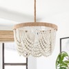 VILUXY Bohemia Wood Beaded Pendant Lights Antique Rustic Mini Chandelier