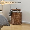 LGENHOOM Round Water Hyacinth Laundry Hamper with Lid Handwoven Wicker